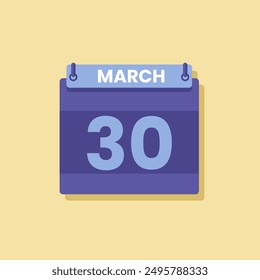 Icono de fecha de calendario de mes Vector de marzo plano