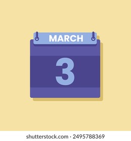 Icono de fecha de calendario de mes Vector de marzo plano
