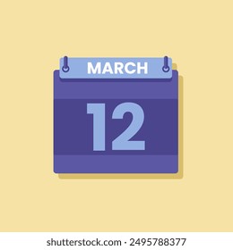 Icono de fecha de calendario de mes Vector de marzo plano