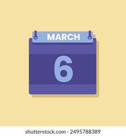 Icono de fecha de calendario de mes Vector de marzo plano