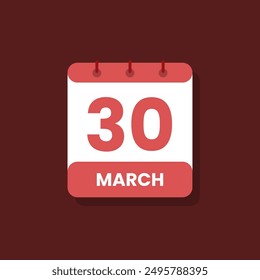 Icono de fecha de calendario de mes Vector de marzo plano