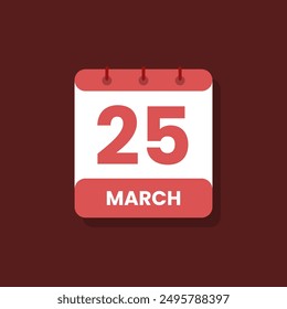 Icono de fecha de calendario de mes Vector de marzo plano