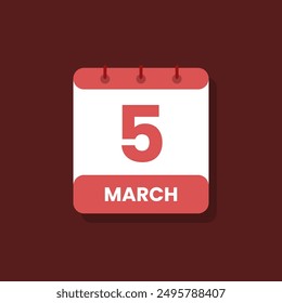Icono de fecha de calendario de mes Vector de marzo plano