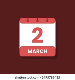 Icono de fecha de calendario de mes Vector de marzo plano