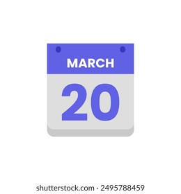 Icono de fecha de calendario de mes Vector de marzo plano