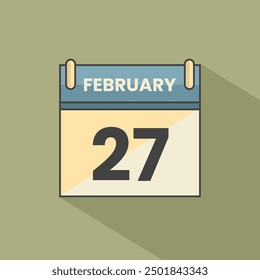 Calendario fecha mes icono flat febrero Vector