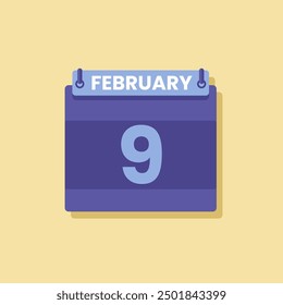 Calendario fecha mes icono flat febrero Vector