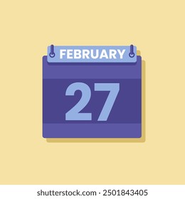 Calendario fecha mes icono flat febrero Vector