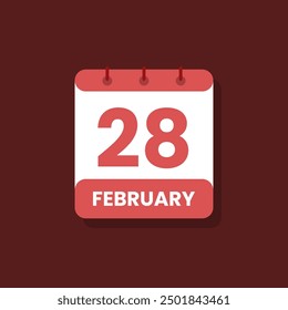 Calendario fecha mes icono flat febrero Vector