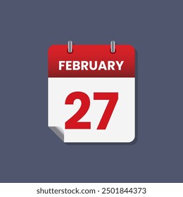 Calendario fecha mes icono flat febrero Vector