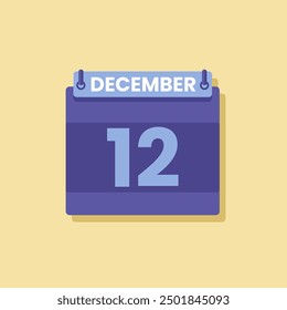 Calendario fecha mes icono plano Diciembre Vector