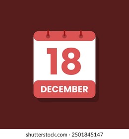 Calendario fecha mes icono plano Diciembre Vector