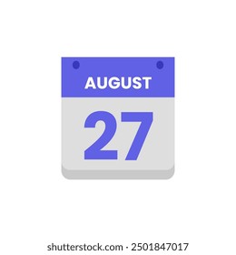 Calendario fecha mes icono flat agosto Vector
