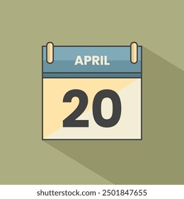 Calendario fecha mes icono flat abril Vector