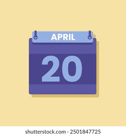 Calendario fecha mes icono flat abril Vector