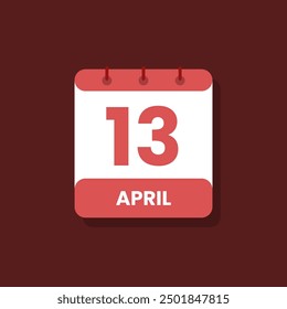 Calendario fecha mes icono flat abril Vector