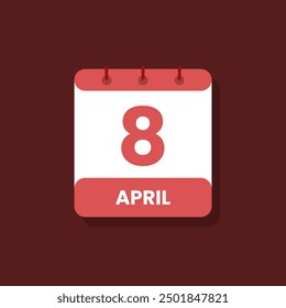 Calendario fecha mes icono flat abril Vector