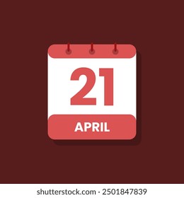 Calendario fecha mes icono flat abril Vector