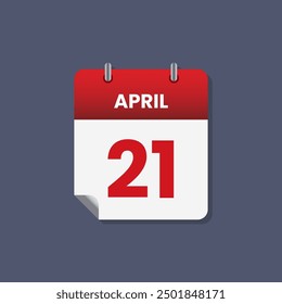 Calendario fecha mes icono flat abril Vector