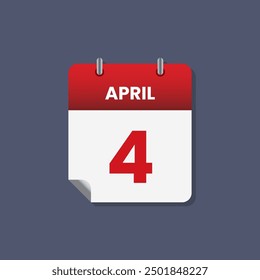 Calendario fecha mes icono flat abril Vector