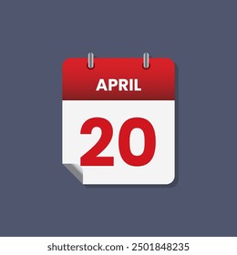 Calendario fecha mes icono flat abril Vector