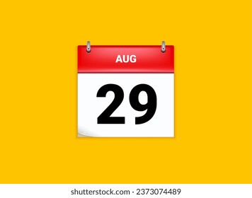 Icono de fecha de calendario mes-hora. Icono plano de evento de calendario diario. Icono de calendario agosto