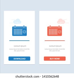 Calendar, Date, Month, Year, Time  Blue and Red Download and Buy Now web Widget Card Template