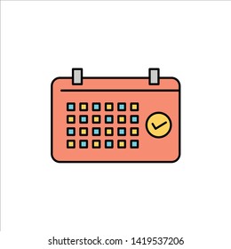 Calendar, Date, Month, Year, Time  Flat Color Icon. Vector icon banner Template