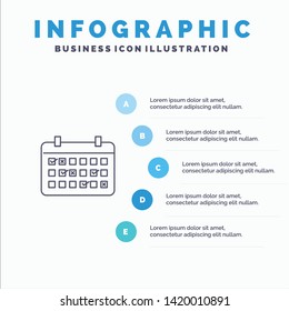 Calendar, Date, Month, Year, Time Line icon with 5 steps presentation infographics Background
