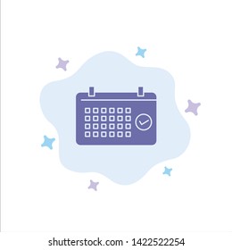 Calendar, Date, Month, Year, Time Blue Icon on Abstract Cloud Background