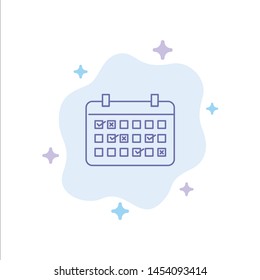 Calendar, Date, Month, Year, Time Blue Icon on Abstract Cloud Background