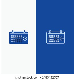 Calendar, Date, Month, Year, Time Line and Glyph Solid icon Blue banner Line and Glyph Solid icon Blue banner