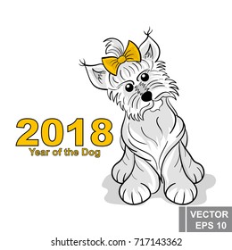 The calendar. Date. New Year. 2018. Year of the dog. Card.