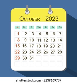 Calendar date October 2023 illustration 