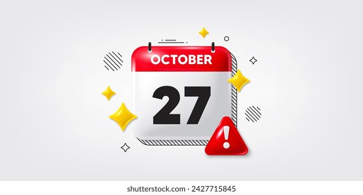 Icono de la fecha del calendario del 3 de octubre. Icono del día 27 del mes. Fecha de programación del evento. Hora de cita de reunión. 27 de octubre. Banner de fecha de mes del calendario. Página Día o Mensual. Vector