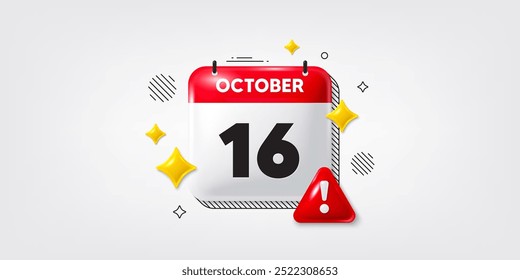 Calendar date of October 3d icon. 16th day of the month icon. Event schedule date. Meeting appointment time. 16th day of October. Calendar month date banner. Day or Monthly page. Vector