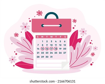 Calendar. Date on Huge Calendar Planning Important Matter. Memo Reminder, Work Plan. Cartoon Vector Illustration, Time Management. Work Organization and Life Events Notification.