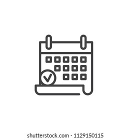 Calendar date outline icon. linear style sign for mobile concept and web design. Appointment date simple line vector icon. Symbol, logo illustration. Pixel perfect vector graphics