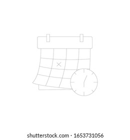 calendar, date, picker, line illustration icon on white background