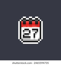 fecha de calendario en estilo de pixel art