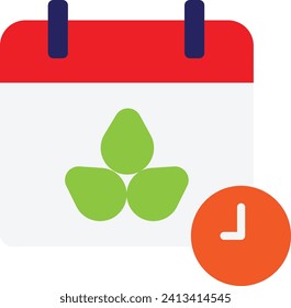 Calendar Date Plant Icon Vector Flat Illustration