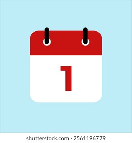 Calendar, date calendar, calendar red and white date and year, vector icon