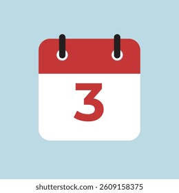 Calendar, date calendar, calendar red and white date and year, vector icon
