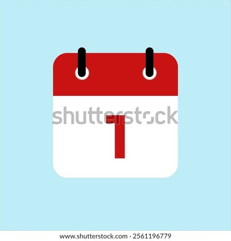 Calendar, date calendar, calendar red and white date and year, vector icon