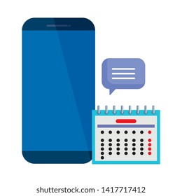 calendar date reminder with smartphone and speech bubble