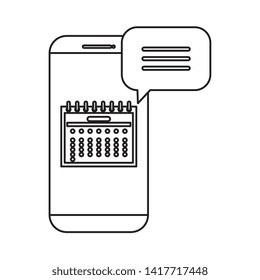 calendar date reminder with smartphone and speech bubble