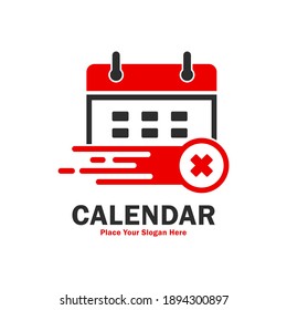 Calendar or date remove cross vector template logo. Suitable for cancel the calendar concept and event calendar remove.