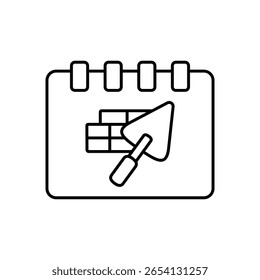 Icono de línea de evento de programación de fecha de calendario