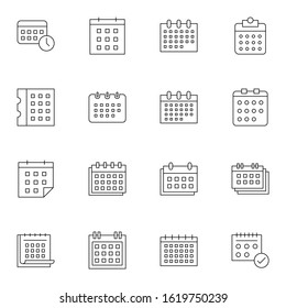 calendar, date and schedule icon set. simple calendar and reminder thin icon sign concept. vector illustration. 