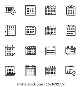 calendar, date and schedule icon set. simple calendar and reminder outline icon sign concept. vector illustration. 